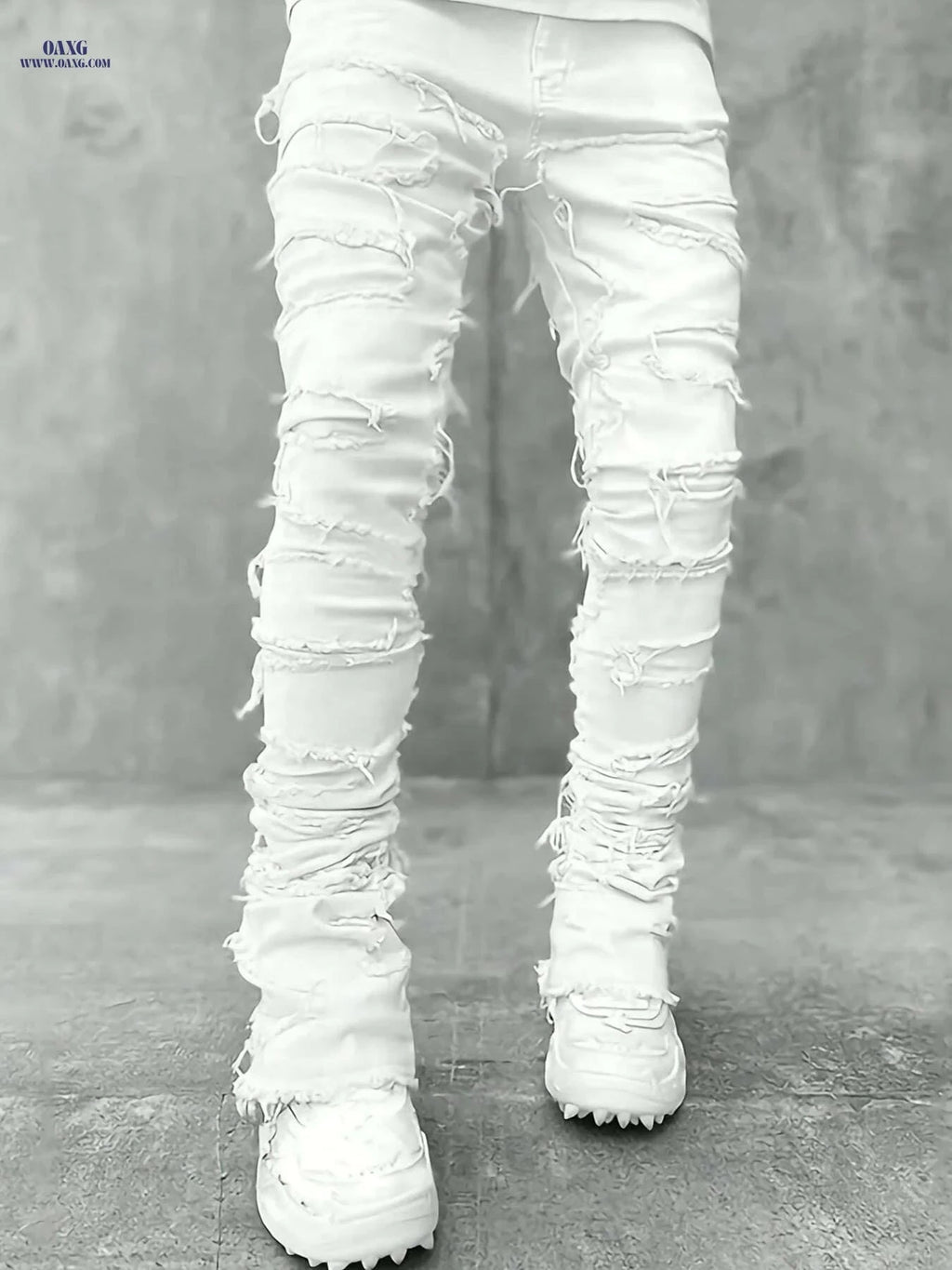 HME Men's Trendy Slim Fit Jeans - Casual Stretch, All-Season Wear   OAXG White / 30