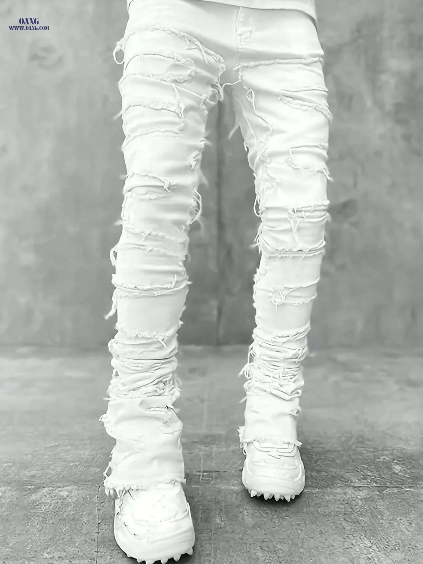 HME Men's Trendy Slim Fit Jeans - Casual Stretch, All-Season Wear   OAXG White / 30