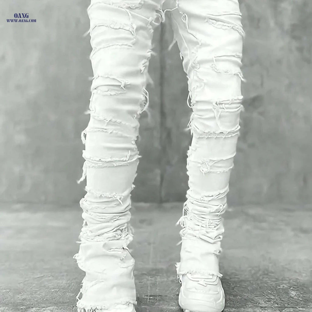HME Men's Trendy Slim Fit Jeans - Casual Stretch, All-Season Wear   OAXG White / 30