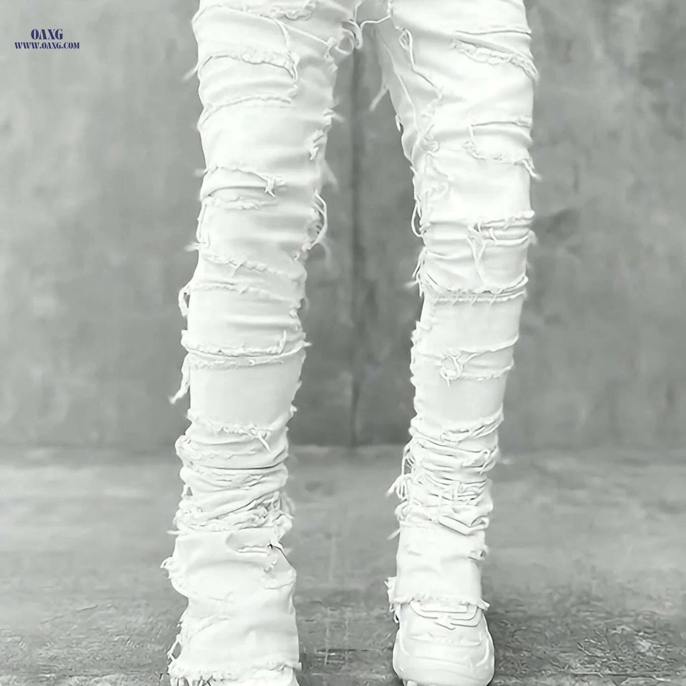 HME Men's Trendy Slim Fit Jeans - Casual Stretch, All-Season Wear   OAXG White / 30