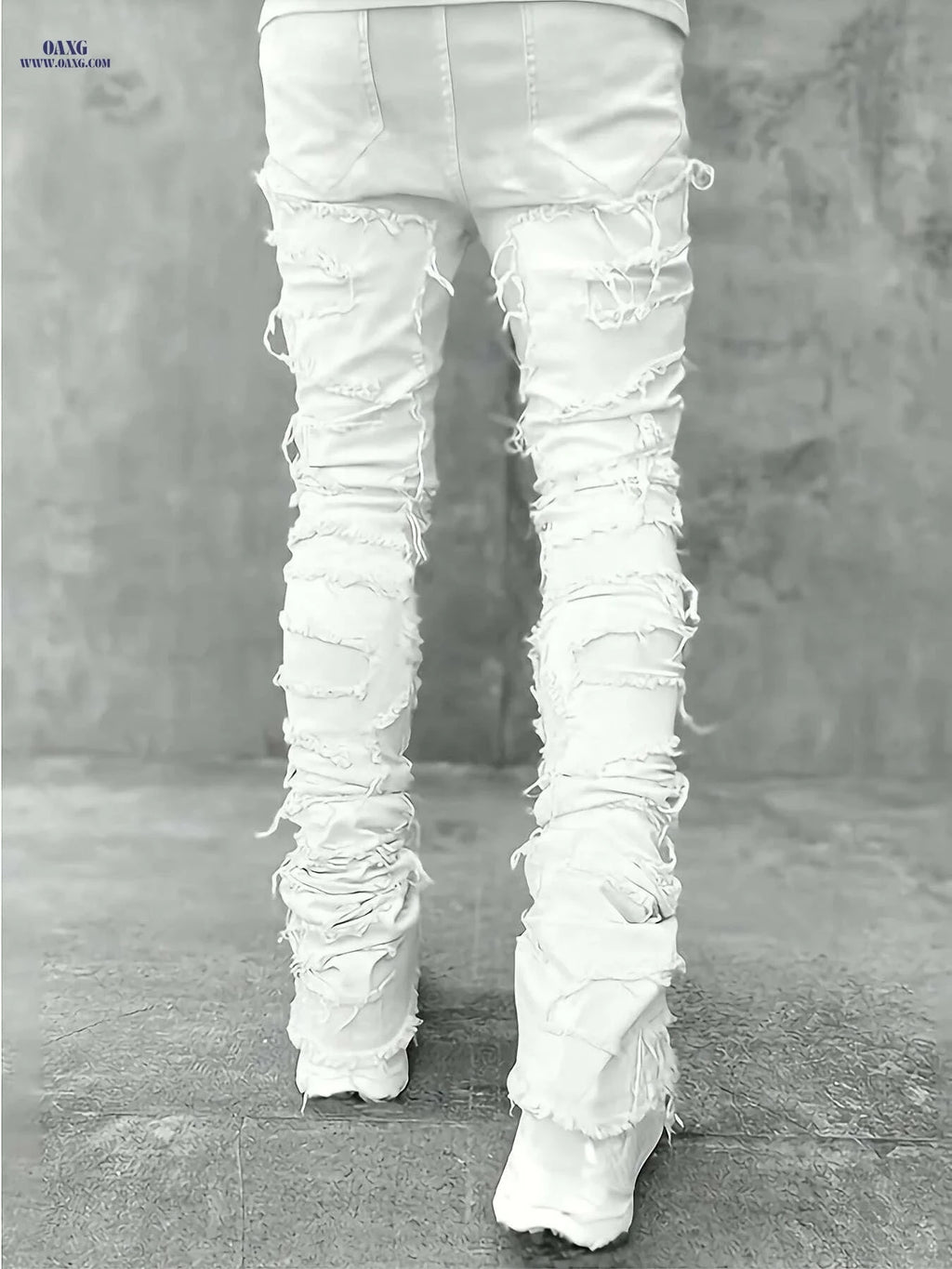 HME Men's Trendy Slim Fit Jeans - Casual Stretch, All-Season Wear   OAXG White / 30