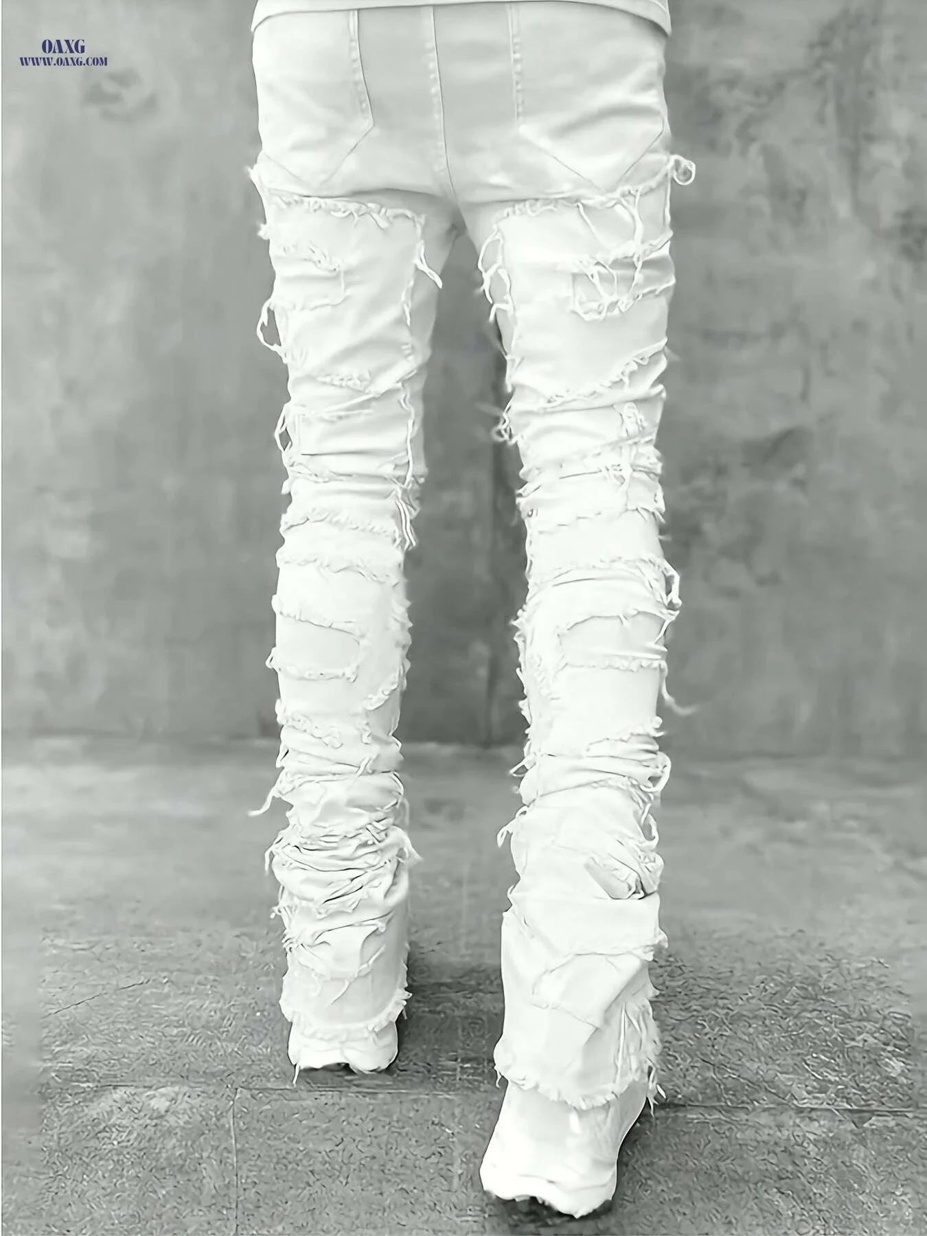 HME Men's Trendy Slim Fit Jeans - Casual Stretch, All-Season Wear   OAXG White / 30