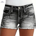 HME Women's Black Denim Shorts - Mid-Rise, Stretchy Skinny Fit   OAXG 