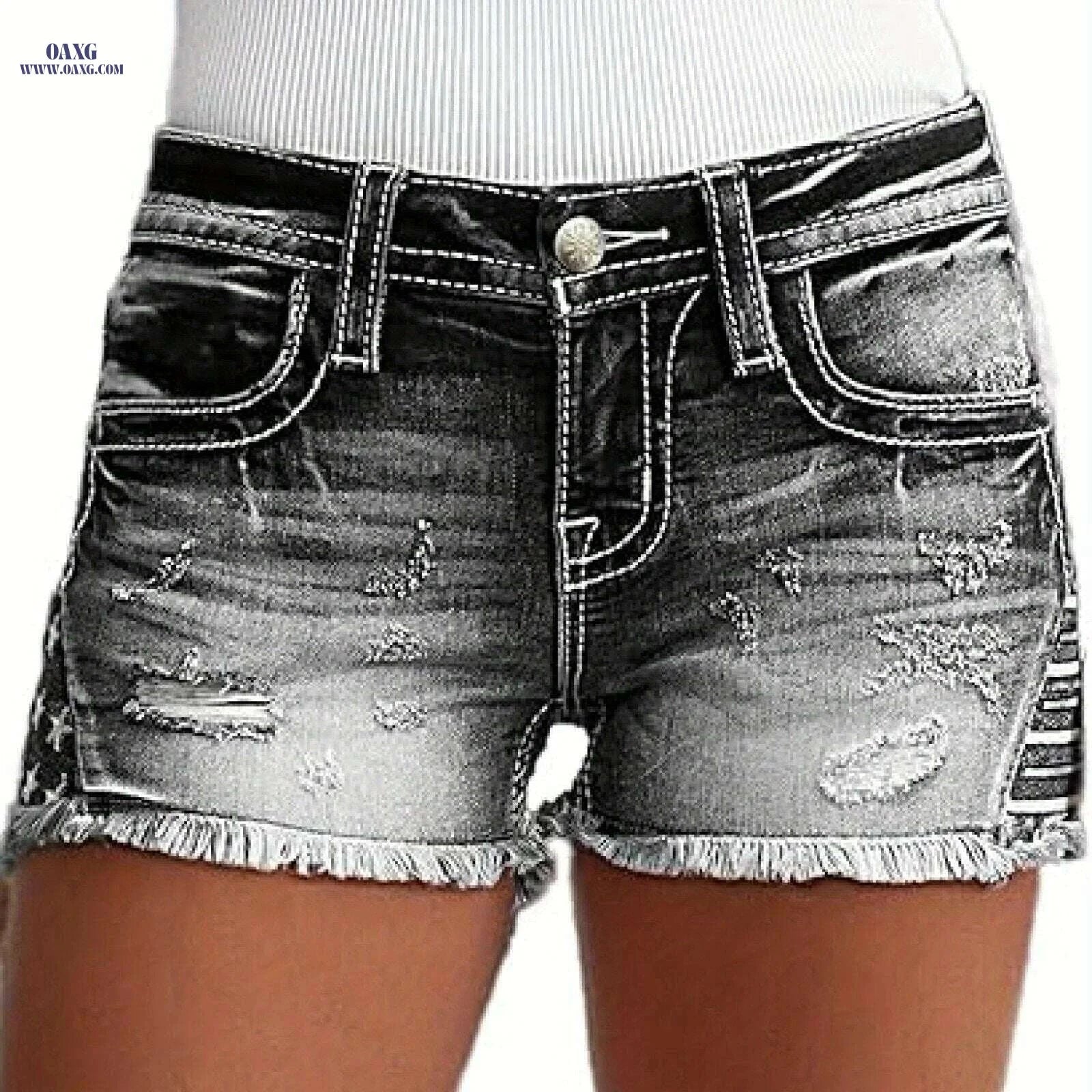 HME Women's Black Denim Shorts - Mid-Rise, Stretchy Skinny Fit   OAXG 