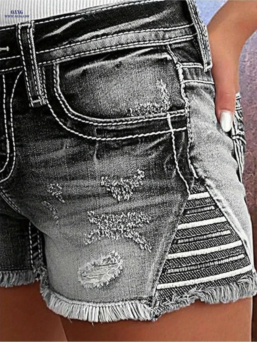 HME Women's Black Denim Shorts - Mid-Rise, Stretchy Skinny Fit   OAXG 