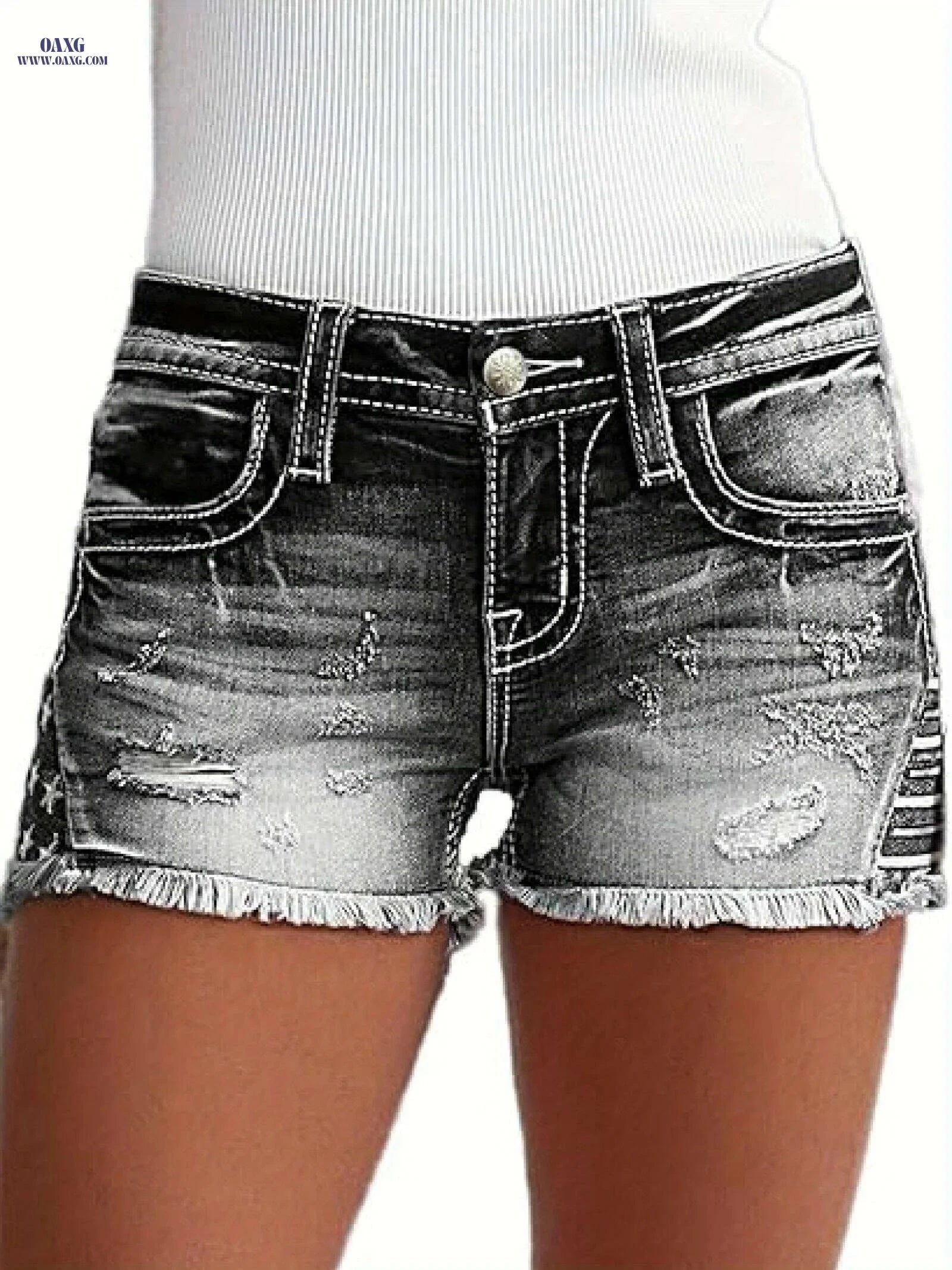 HME Women's Black Denim Shorts - Mid-Rise, Stretchy Skinny Fit   OAXG 