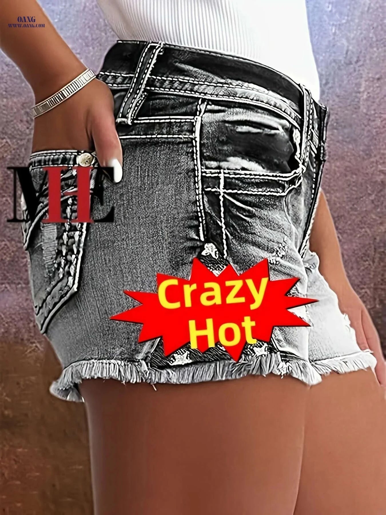 HME Women's Black Denim Shorts - Mid-Rise, Stretchy Skinny Fit   OAXG 