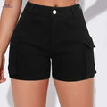 HME Women's Denim Shorts - Comfortable Mid Waist Vintage Look   OAXG 