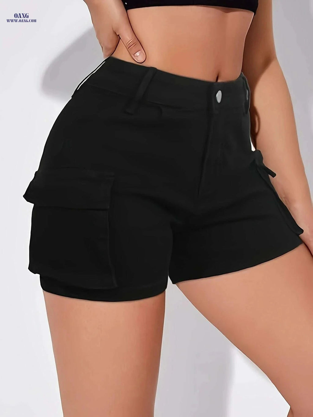 HME Women's Denim Shorts - Comfortable Mid Waist Vintage Look   OAXG 