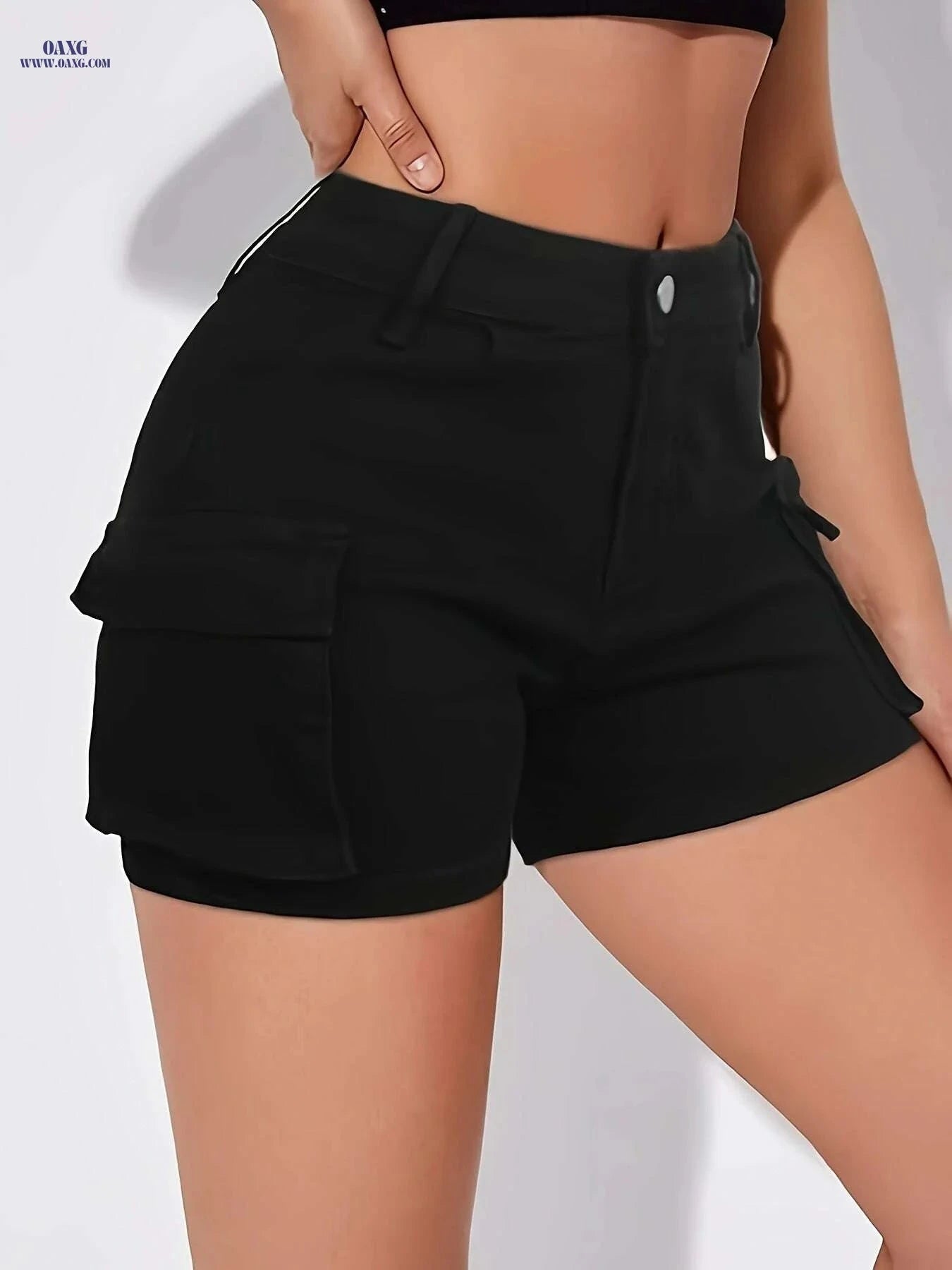 HME Women's Denim Shorts - Comfortable Mid Waist Vintage Look   OAXG 