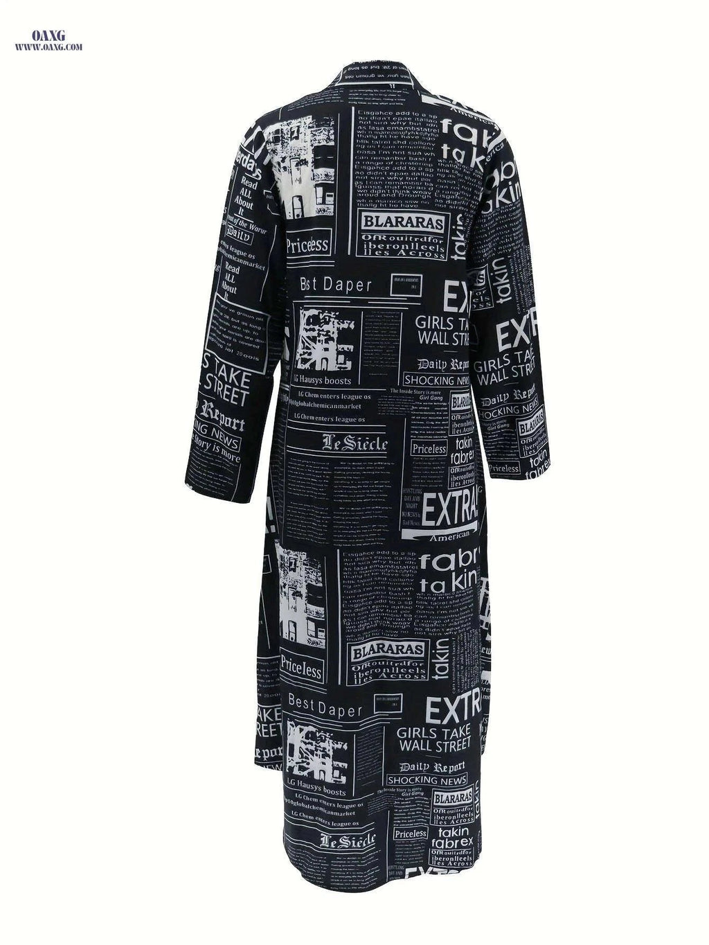 HN162 Geometric Printed Split Dress - V-Neck Long Skirt for Adults   OAXG White / S