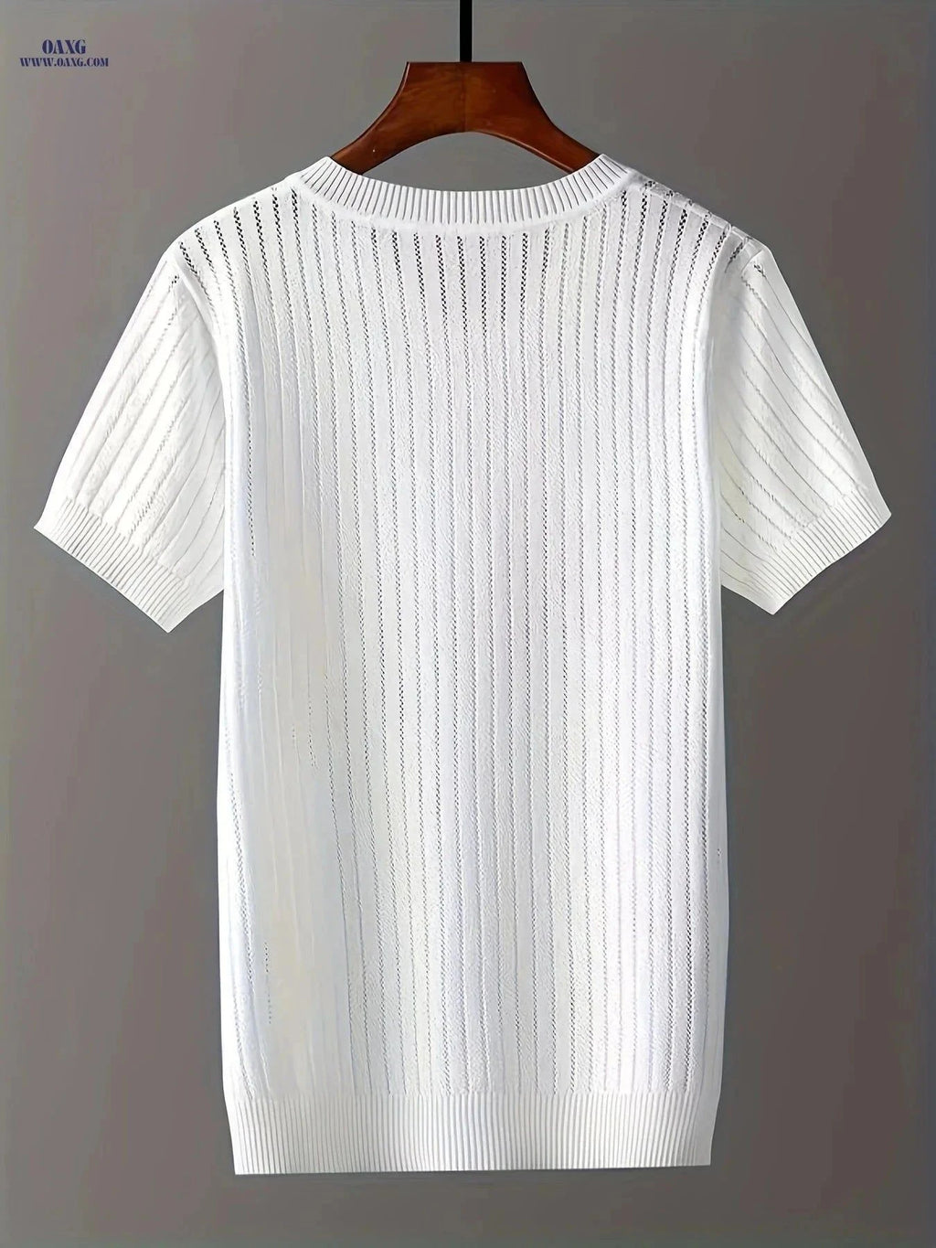 Ice Silky Fiber V-Neck Knitted Sweater - Short Sleeve Casual Style   OAXG White / FR XS