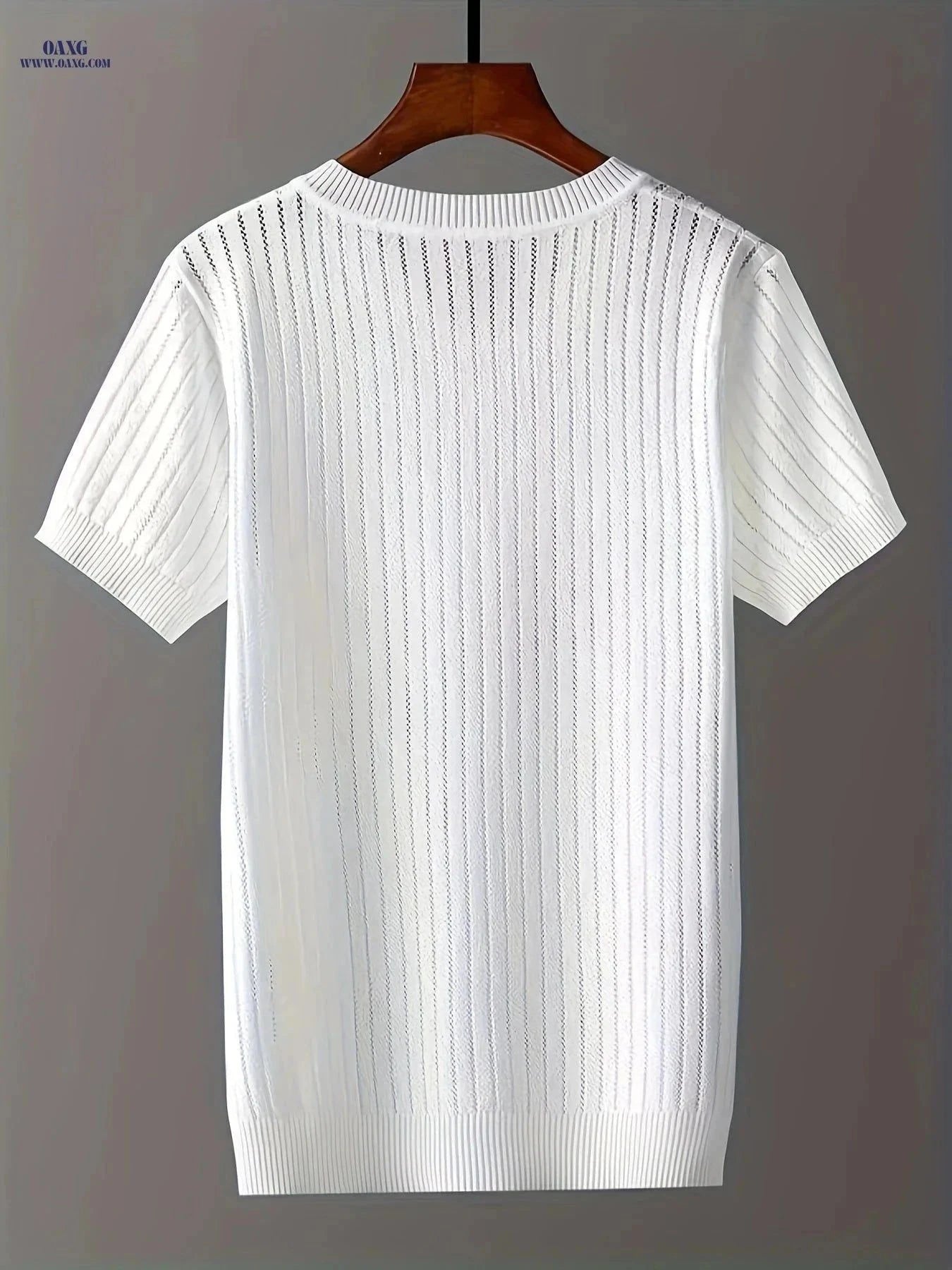 Ice Silky Fiber V-Neck Knitted Sweater - Short Sleeve Casual Style   OAXG White / FR XS
