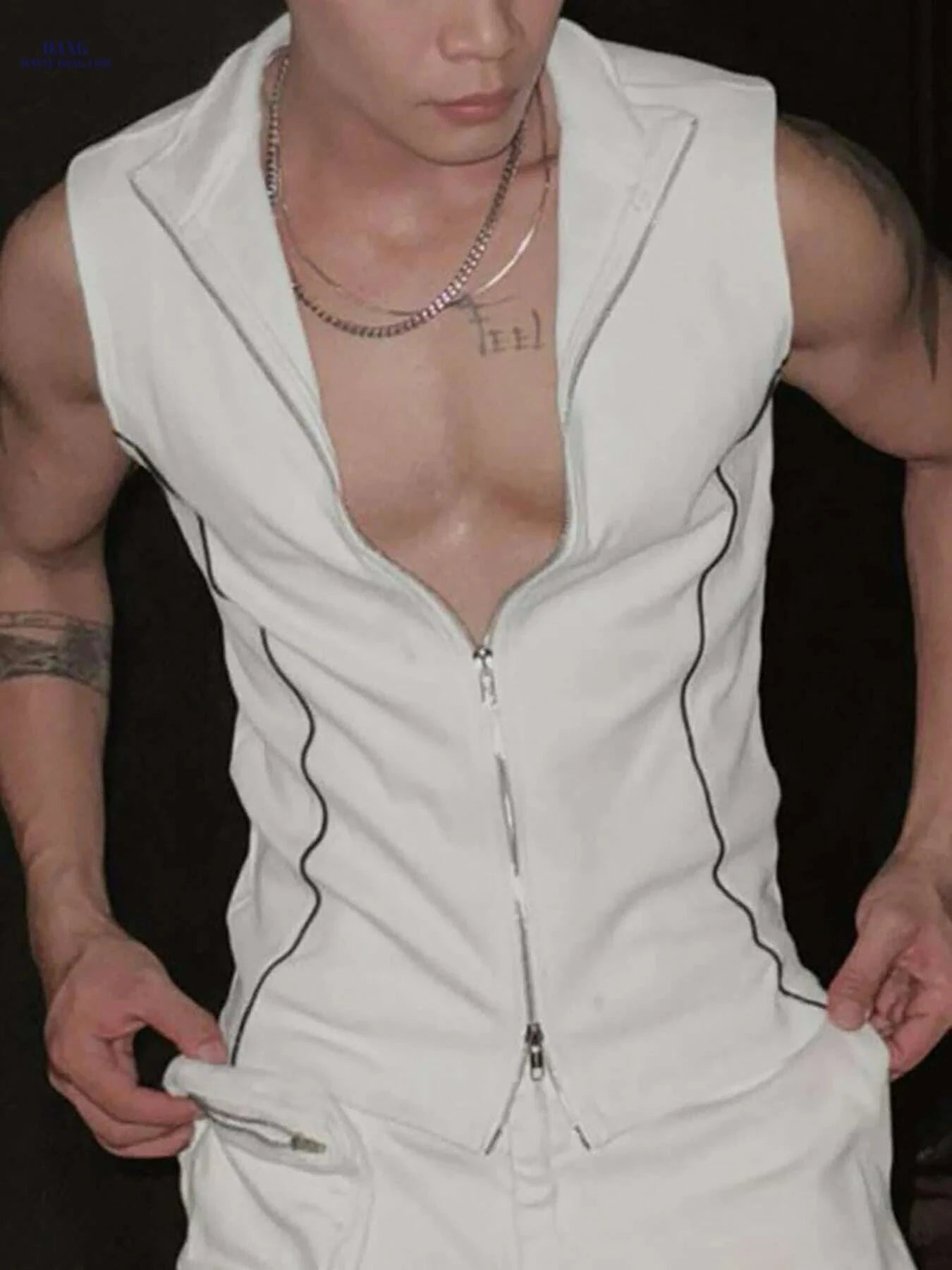 INCERUN Men's Sleeveless Zip-Up Vest - Lightweight Highneck Design   OAXG 