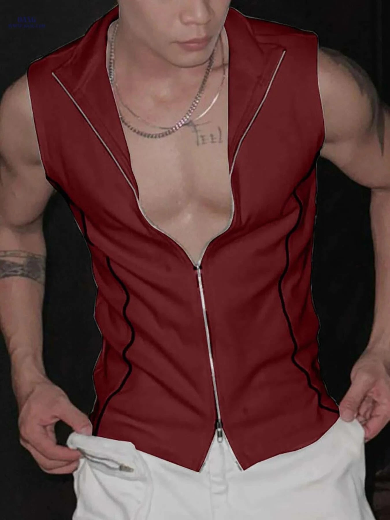 INCERUN Men's Sleeveless Zip-Up Vest - Lightweight Highneck Design   OAXG 