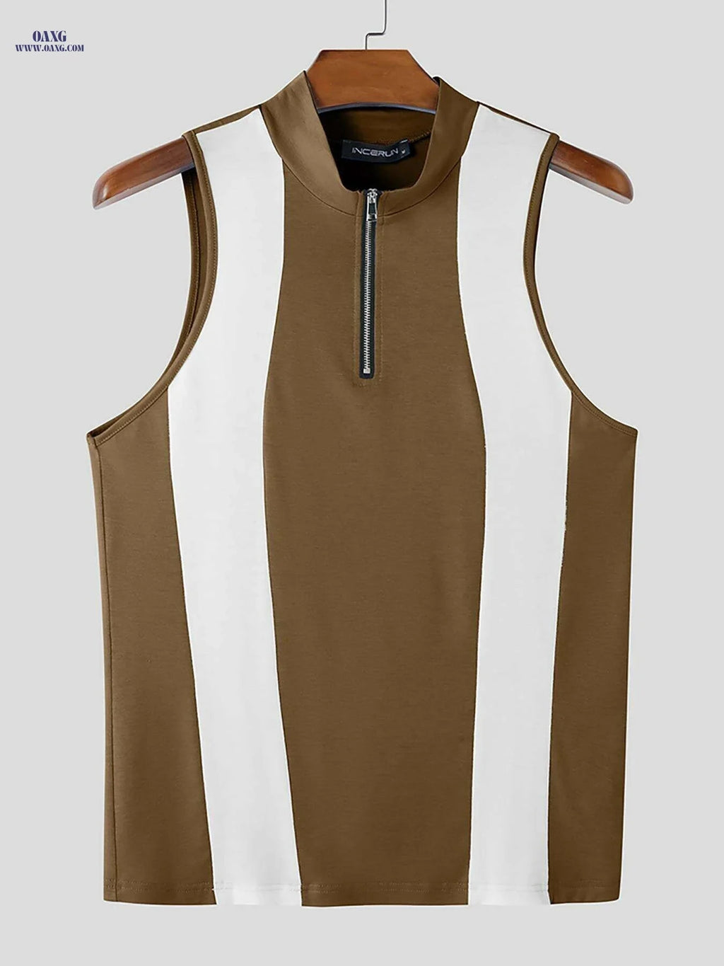 INCERUN Men's Slim Fit Tank Top - Lightweight Color Block Athletic Wear   OAXG Red / S
