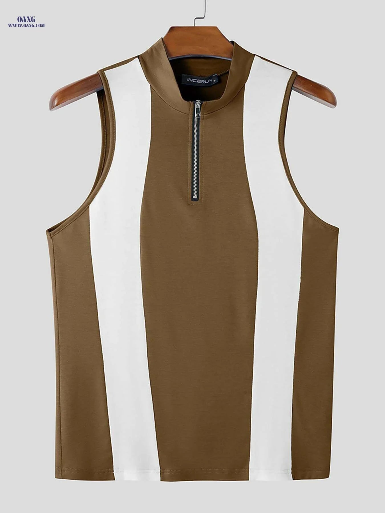 INCERUN Men's Slim Fit Tank Top - Lightweight Color Block Athletic Wear   OAXG Red / S