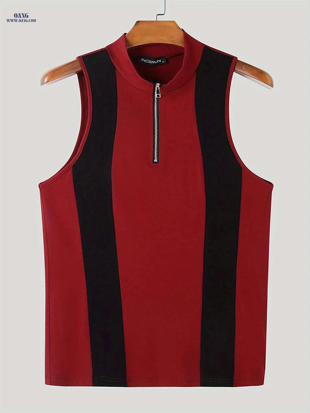 INCERUN Men's Slim Fit Tank Top - Lightweight Color Block Athletic Wear   OAXG Red / S