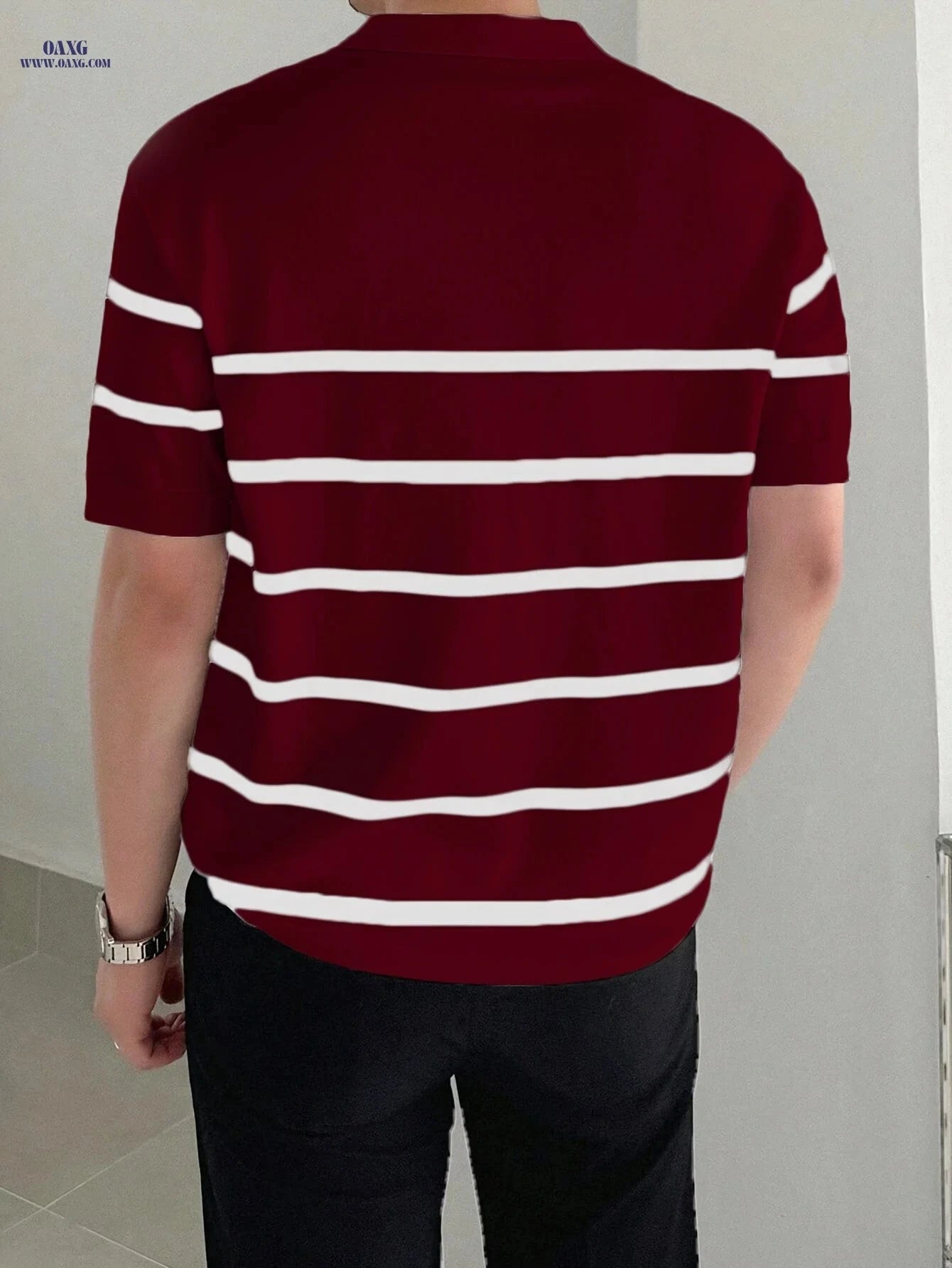 Inchantu Men's Casual Business Polo T-Shirt - Summer Knit Striped Style   OAXG 