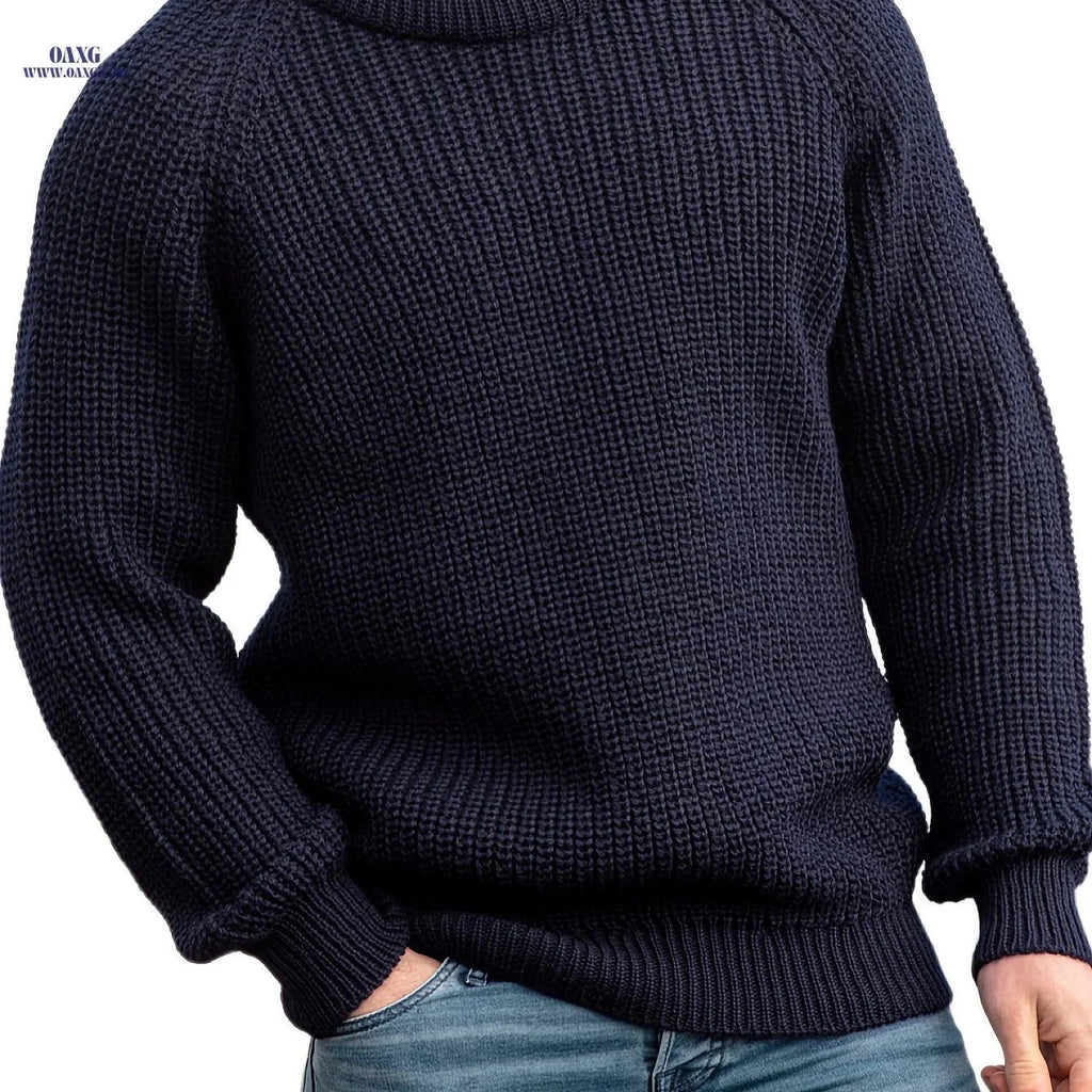Inchantu Men's Ribbed Crew Neck Pullover Sweater - Casual Style   OAXG 