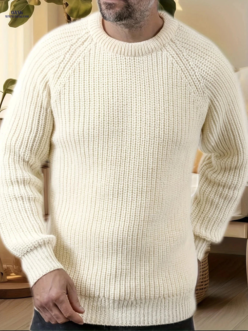 Inchantu Men's Ribbed Crew Neck Pullover Sweater - Casual Style   OAXG Navy Color / FR S