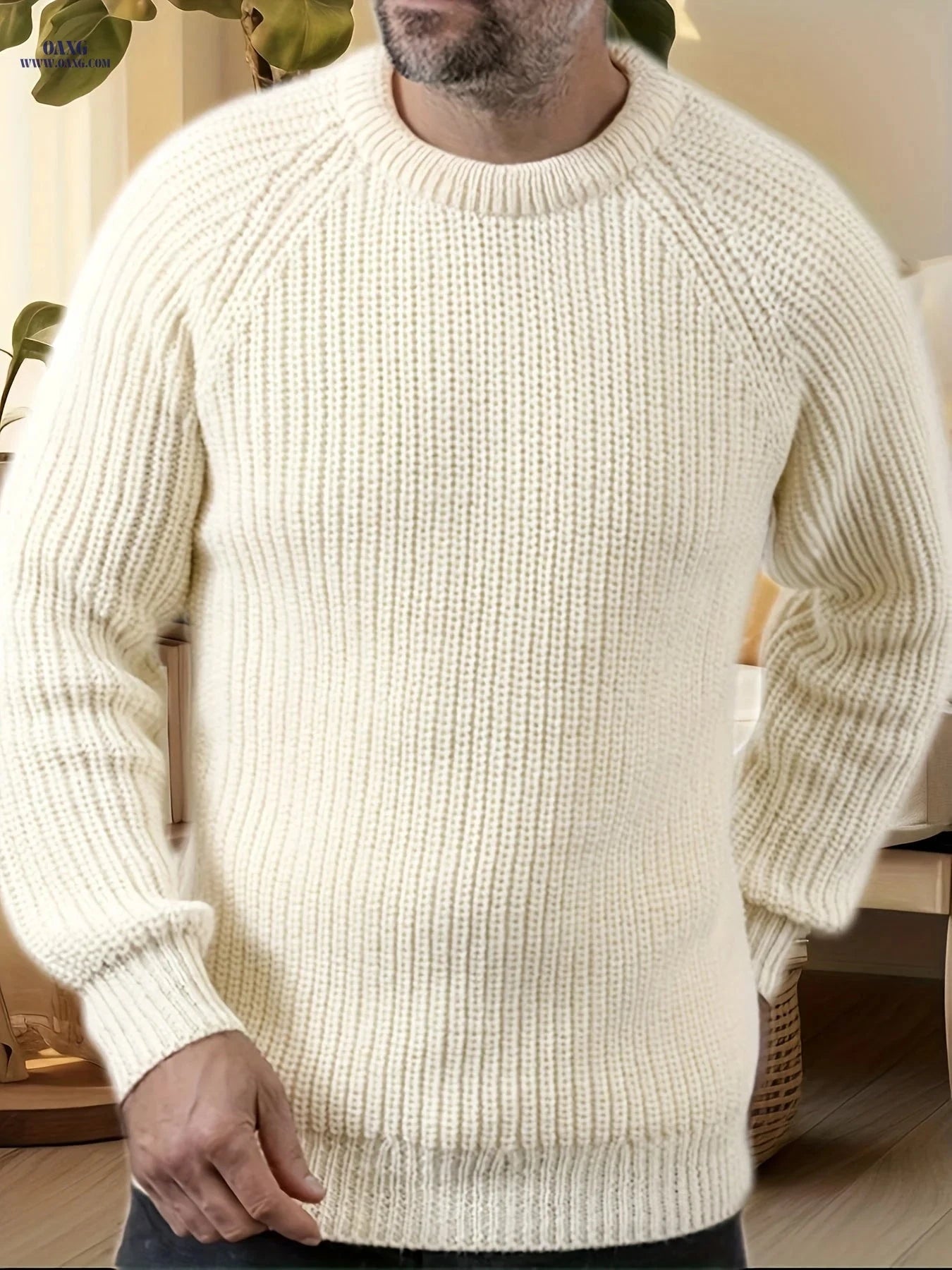 Inchantu Men's Ribbed Crew Neck Pullover Sweater - Casual Style   OAXG Navy Color / FR S