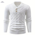 Iron Genghis Men's Casual Ribbed Knit Sweater - Solid Color Pullover   OAXG White / FR S