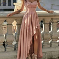 Irregular One-Shoulder Summer Dress - Fitted Waist & Pleated Style   OAXG 
