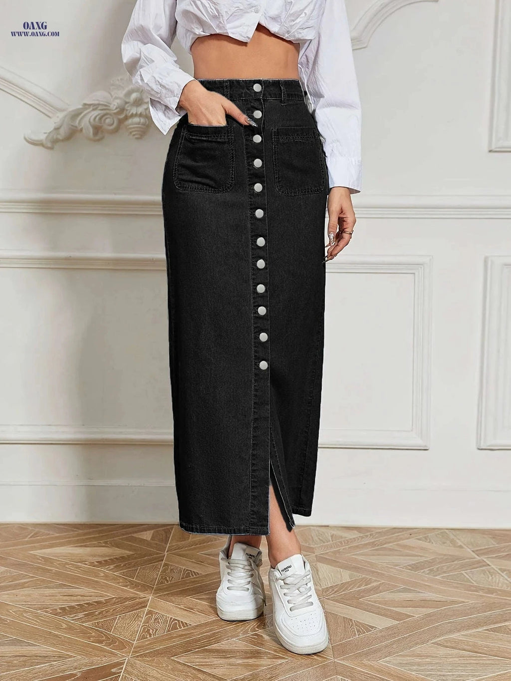 IXBGG Women's Stretchy Denim Maxi Skirt - Casual Yet Fashionable Fit   OAXG 