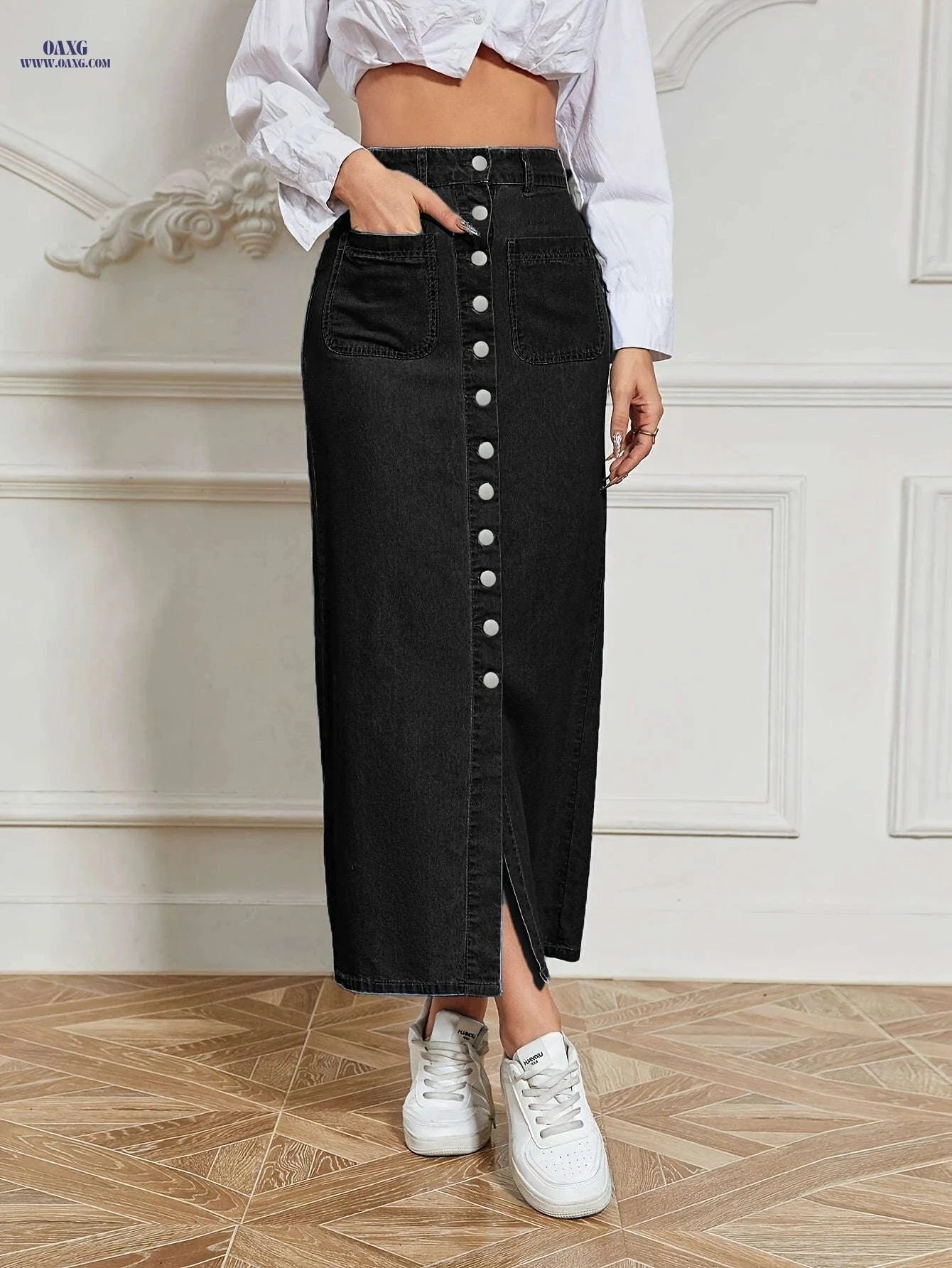 IXBGG Women's Stretchy Denim Maxi Skirt - Casual Yet Fashionable Fit   OAXG 