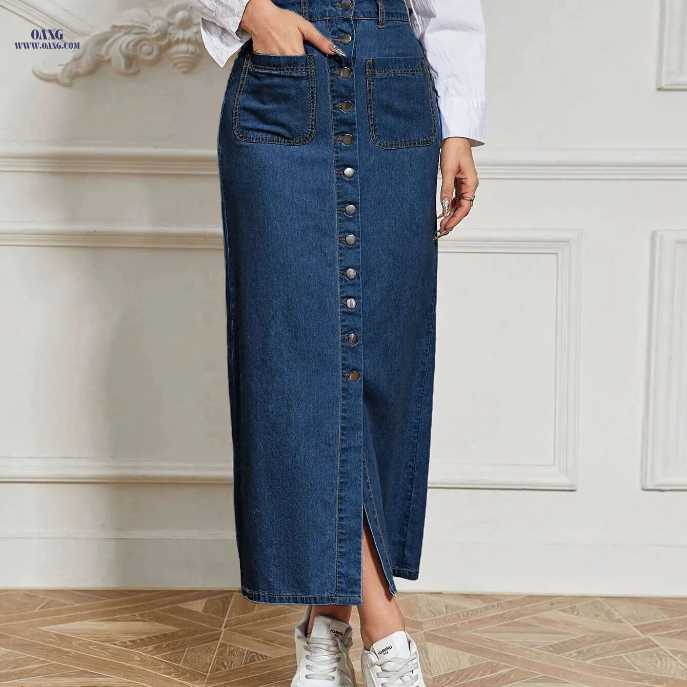 IXBGG Women's Stretchy Denim Maxi Skirt - Casual Yet Fashionable Fit   OAXG 