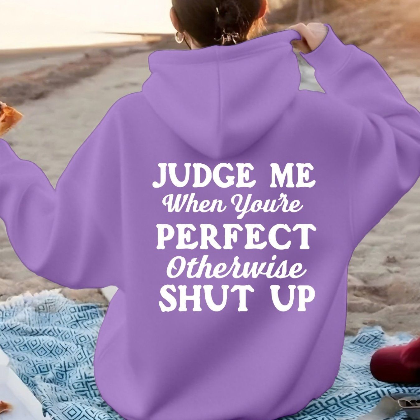 JUDGE ME" Print Design, Boldly Expressing Attitude. Women's Fashionable Casual Sport Hoodie with Back Print   OAXG Dark Green / XS