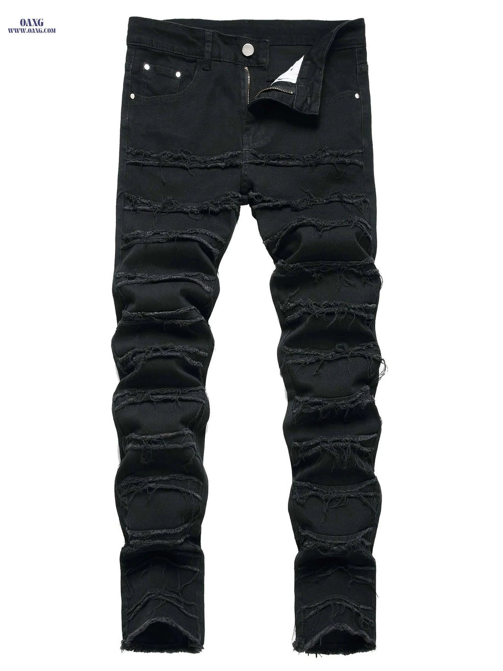 JUNBAOSS Men's Slim Fit Ripped Jeans - Stretch Skinny Casual Pants   OAXG Black / 28