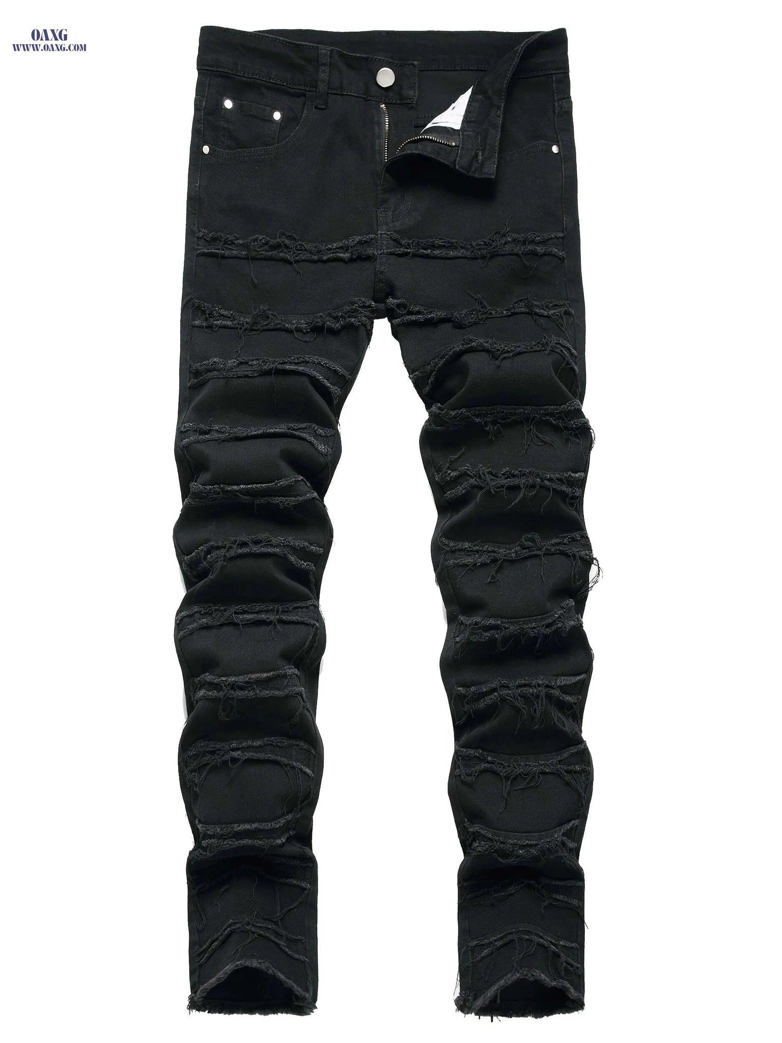 JUNBAOSS Men's Slim Fit Ripped Jeans - Stretch Skinny Casual Pants   OAXG Black / 28