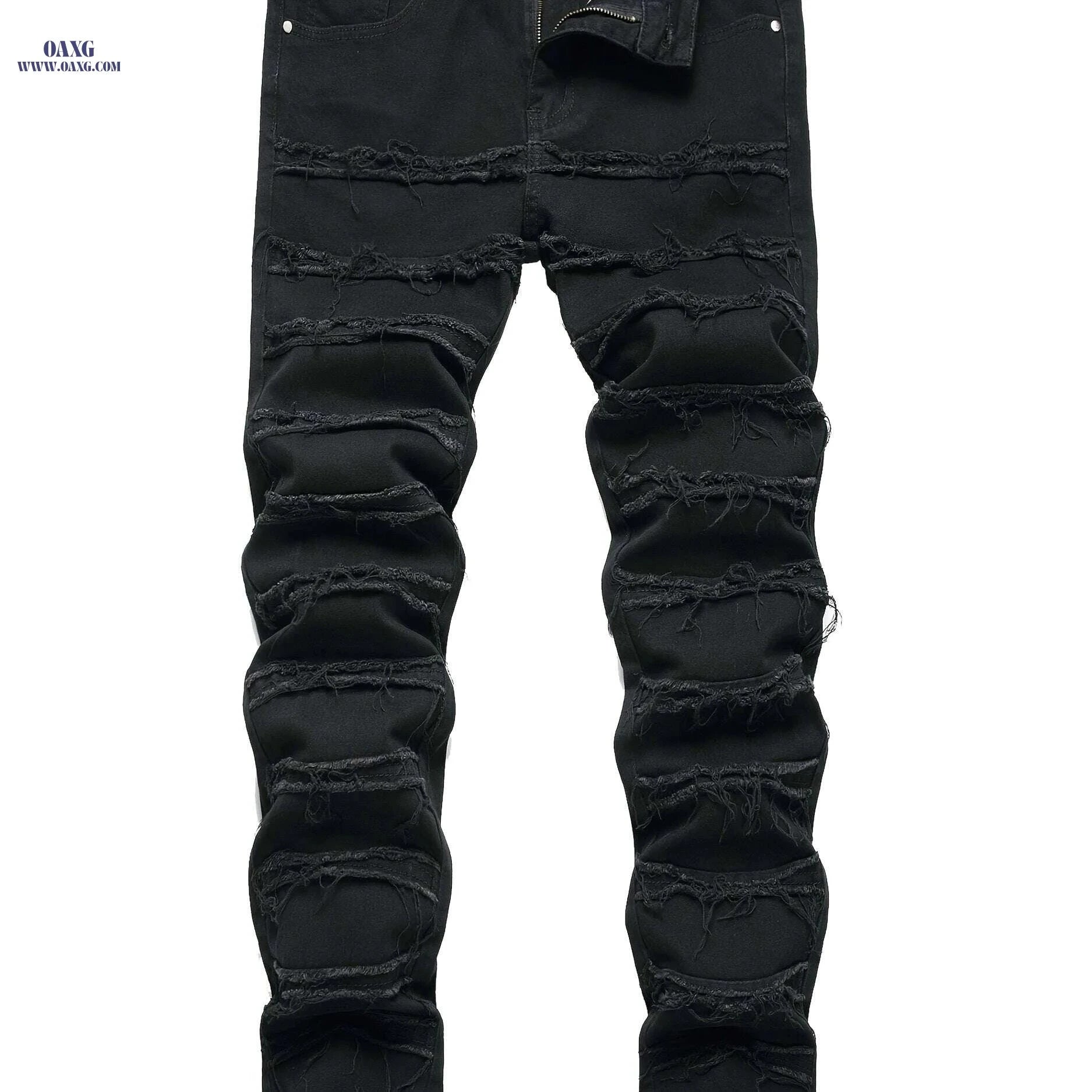 JUNBAOSS Men's Slim Fit Ripped Jeans - Stretch Skinny Casual Pants   OAXG Black / 28