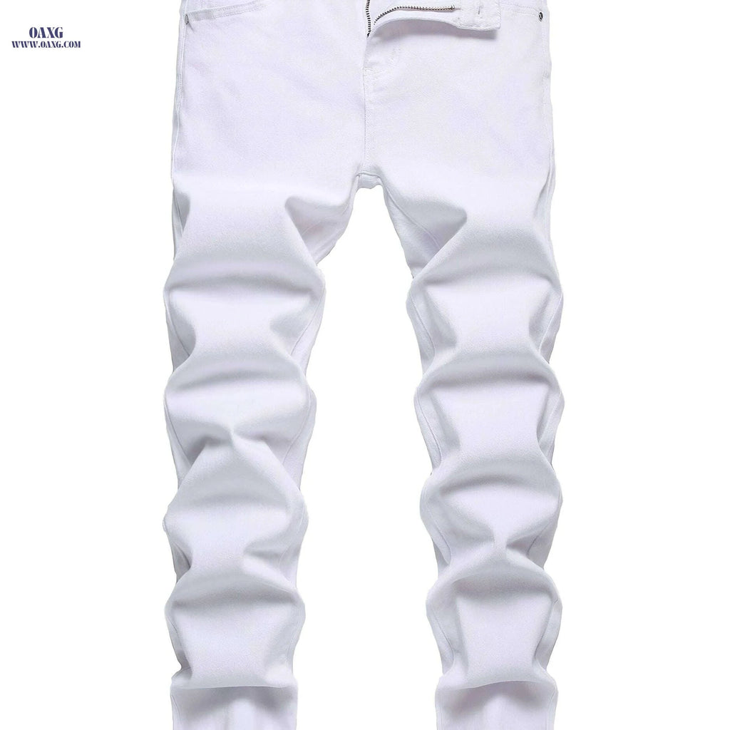 JUNBAOSS Men's Slim Fit Ripped Jeans - Stretch Skinny Comfort Pants   OAXG White / 28