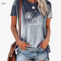 Just Breathe Women's Casual Crew Neck T-Shirt - Dandelion Print   OAXG 