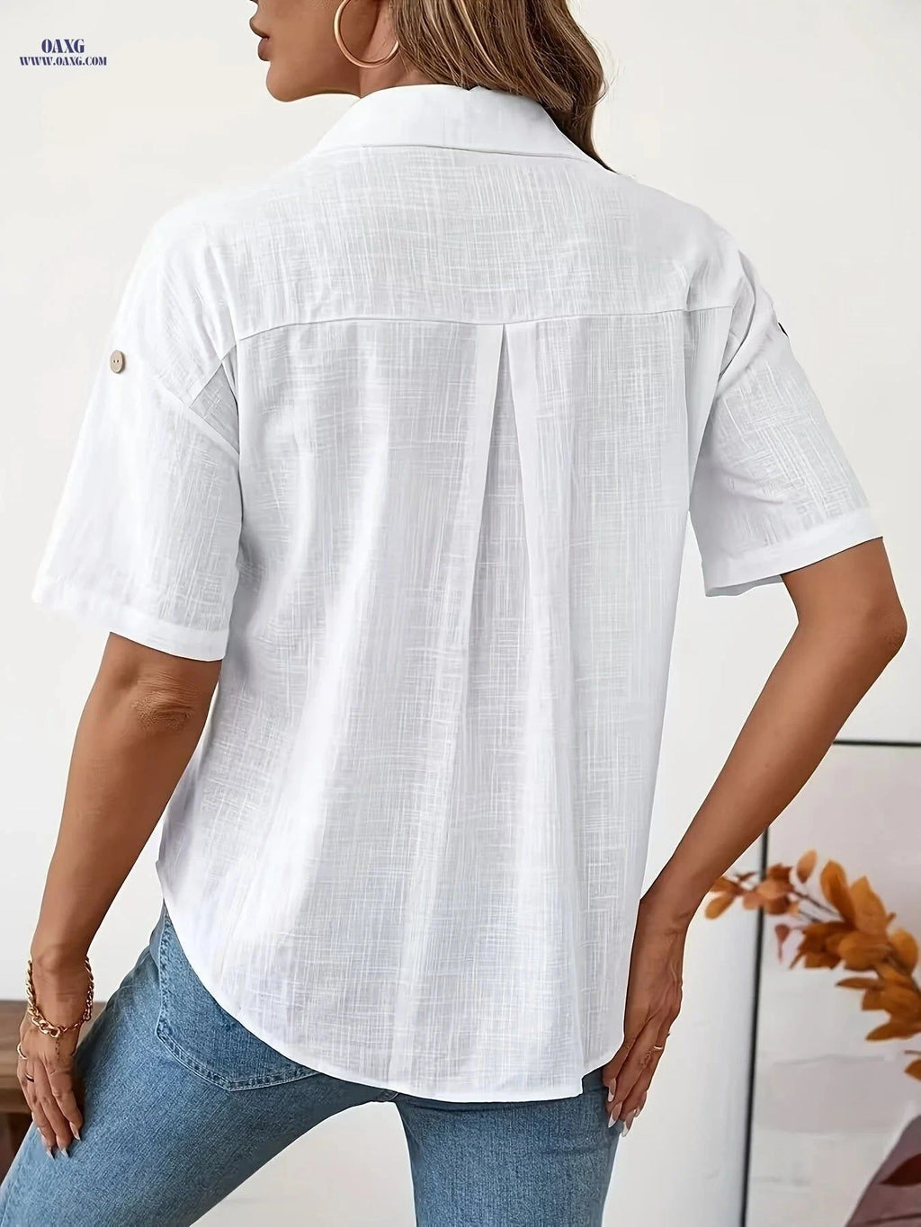 JYDX Women's Fashion Pocket Shirt - Elegant Semi-Sheer Top   OAXG White / S