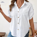 JYDX Women's Fashion Pocket Shirt - Elegant Semi-Sheer Top   OAXG White / S