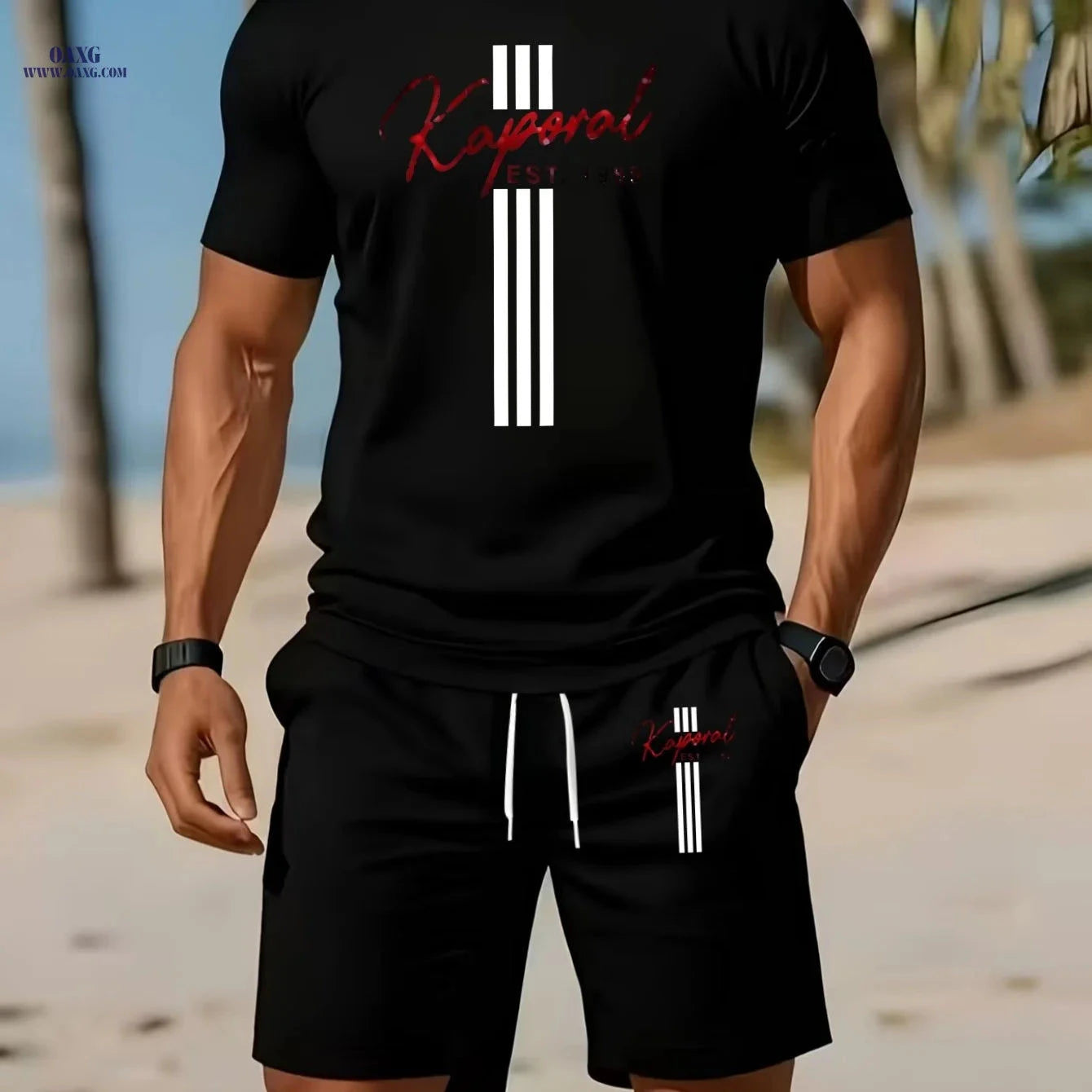 Kaporal Men's Casual 2-Piece Set - Short Sleeve T-Shirt & Shorts   OAXG 