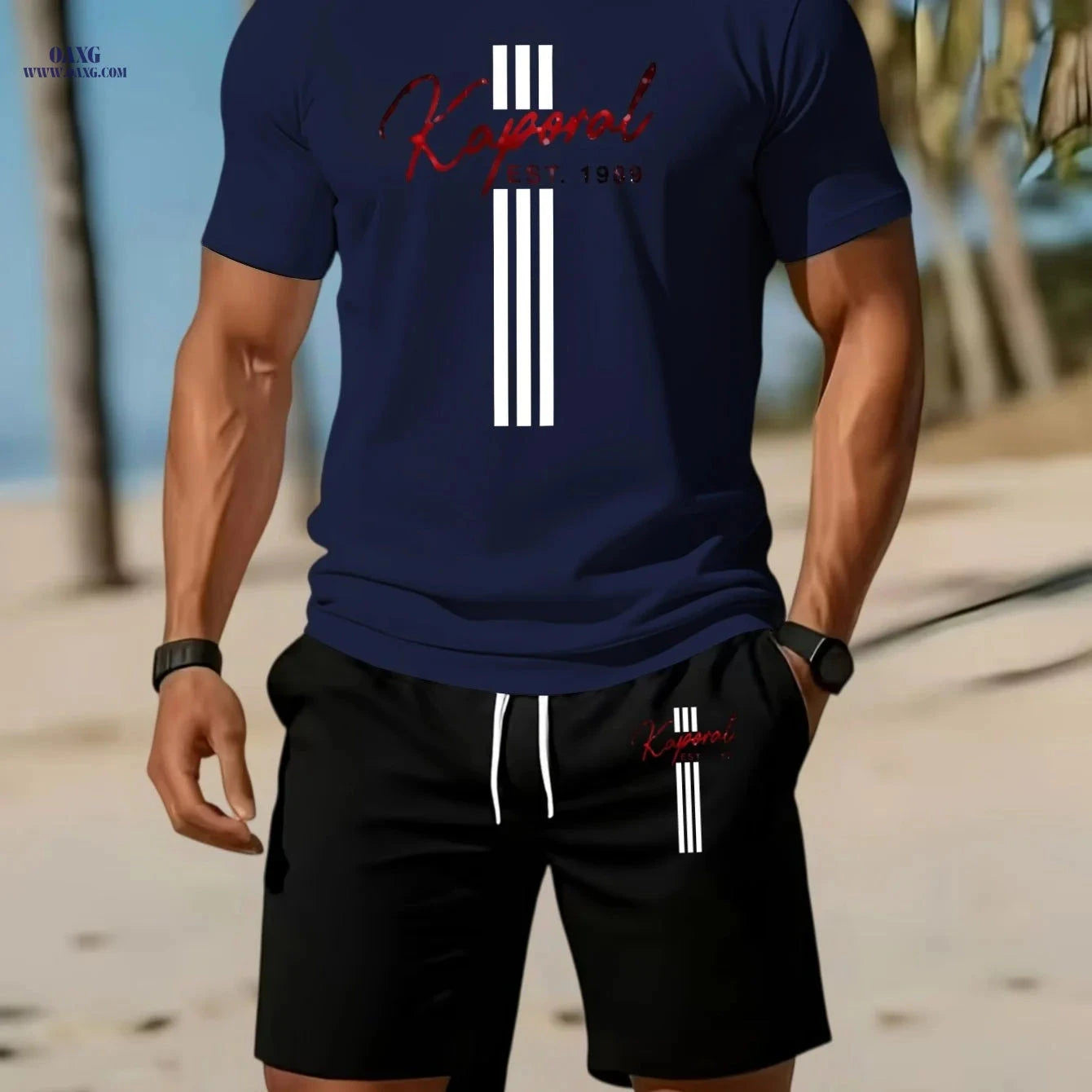 Kaporal Men's Casual 2-Piece Set - Short Sleeve T-Shirt & Shorts   OAXG 