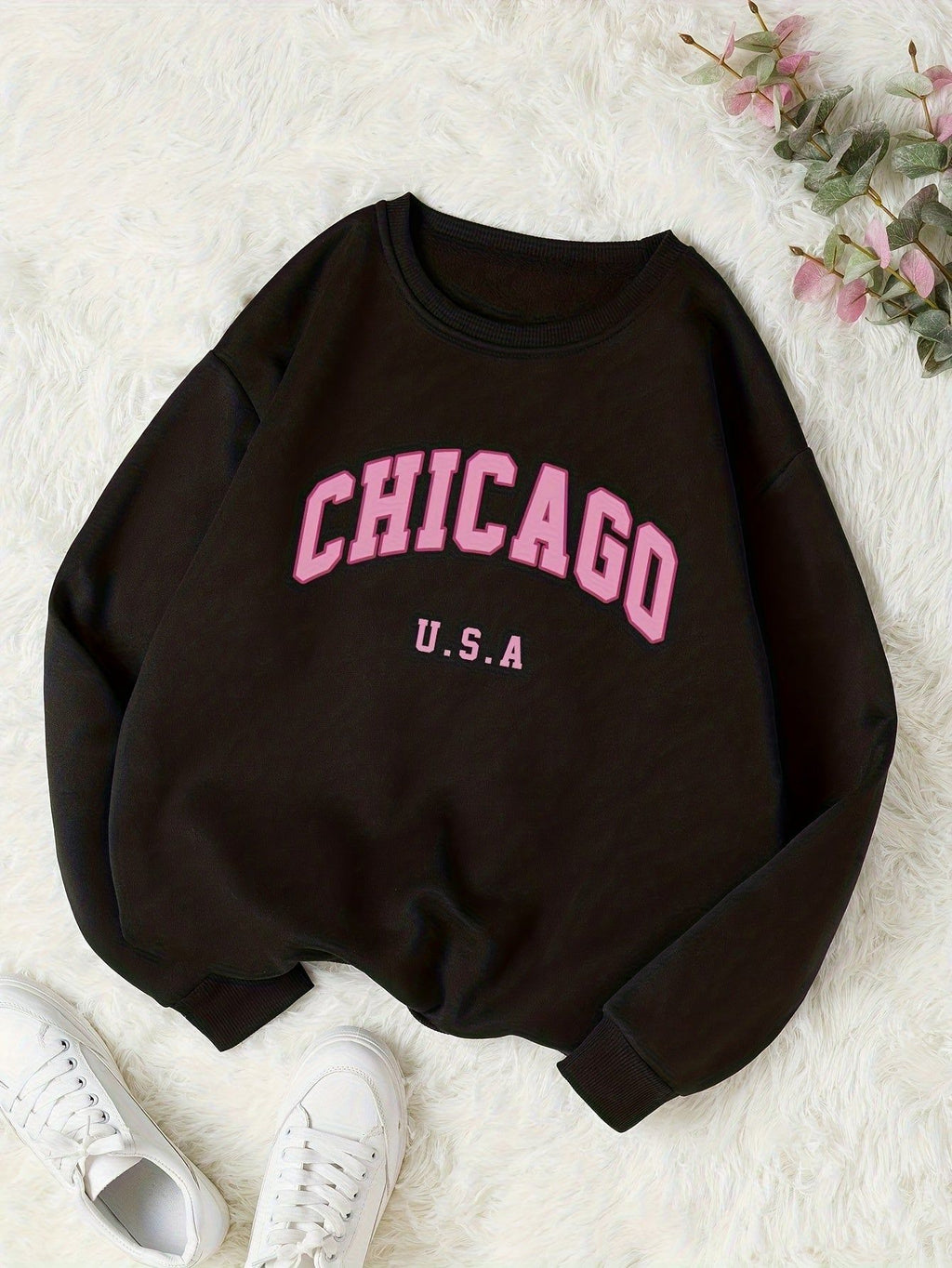 KCVR Letter Print Hooded Sweatshirt, Casual Long Sleeve Round Neck Athletic Sweatshirt for Fall Winter, Women'S Clothing   OAXG Coffee Brown / S