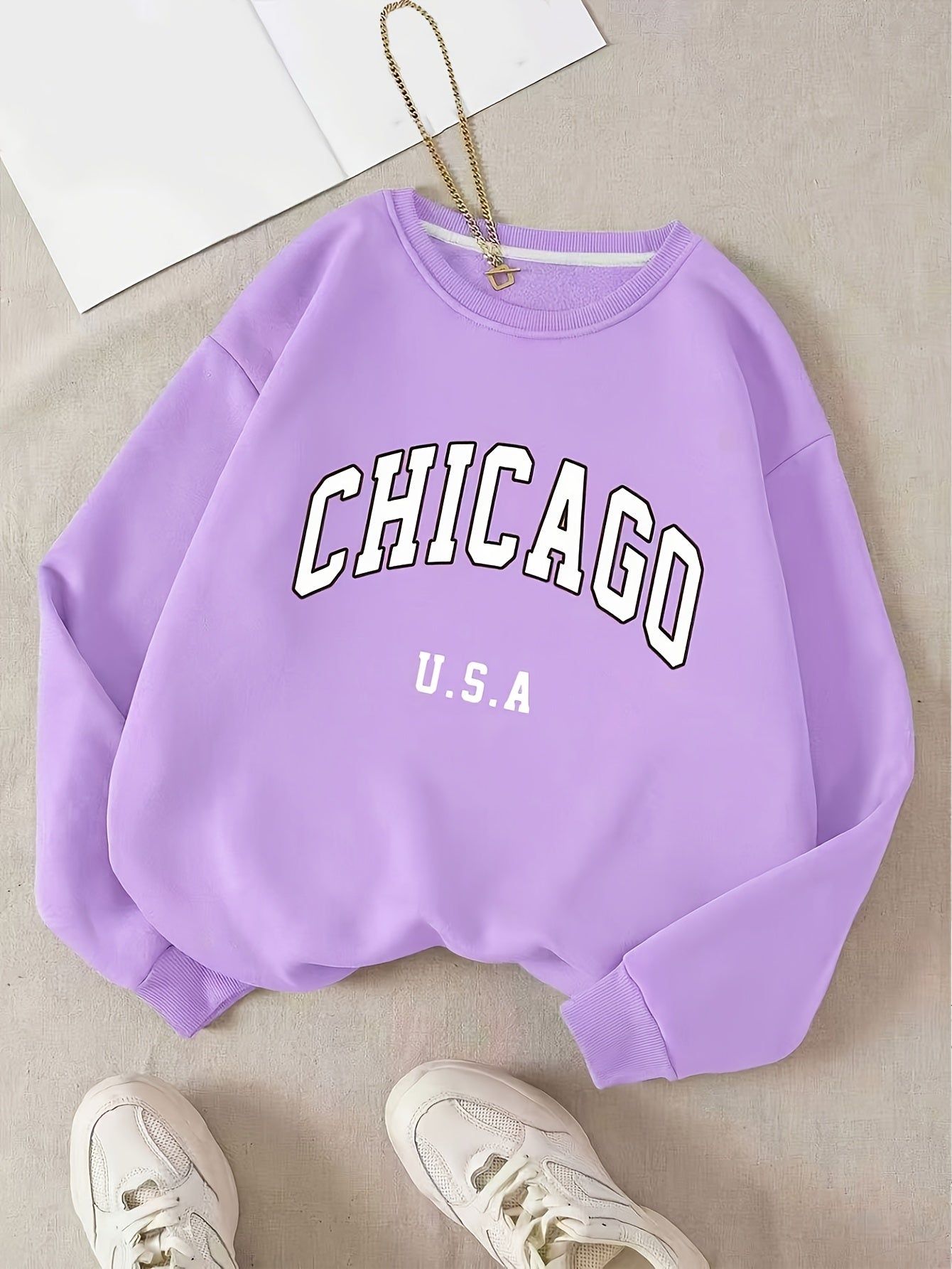 KCVR Letter Print Hooded Sweatshirt, Casual Long Sleeve Round Neck Athletic Sweatshirt for Fall Winter, Women'S Clothing   OAXG Coffee Brown / S