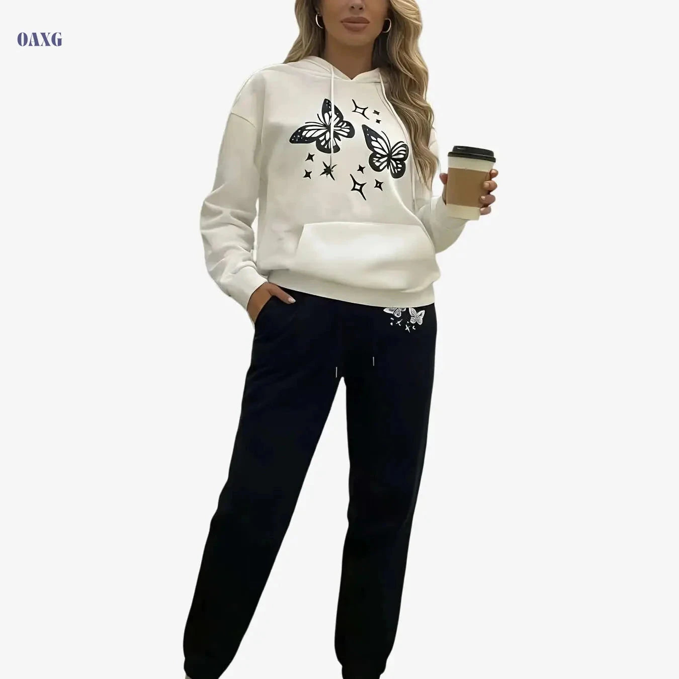 KCVR Women’s Autumn Hoodie & Fleece-Lined Pants Set - Casual Outfit   OAXG 