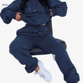 KCVR Women’s Autumn Hoodie & Fleece-Lined Pants Set - Casual Outfit   OAXG Blue Navy / S