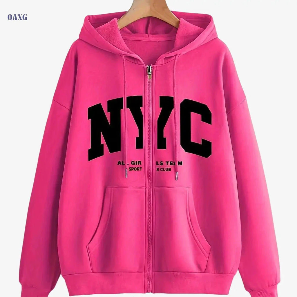 KCVR Women's Hooded Pullover - Casual Zippered Fleece for Fall   OAXG 