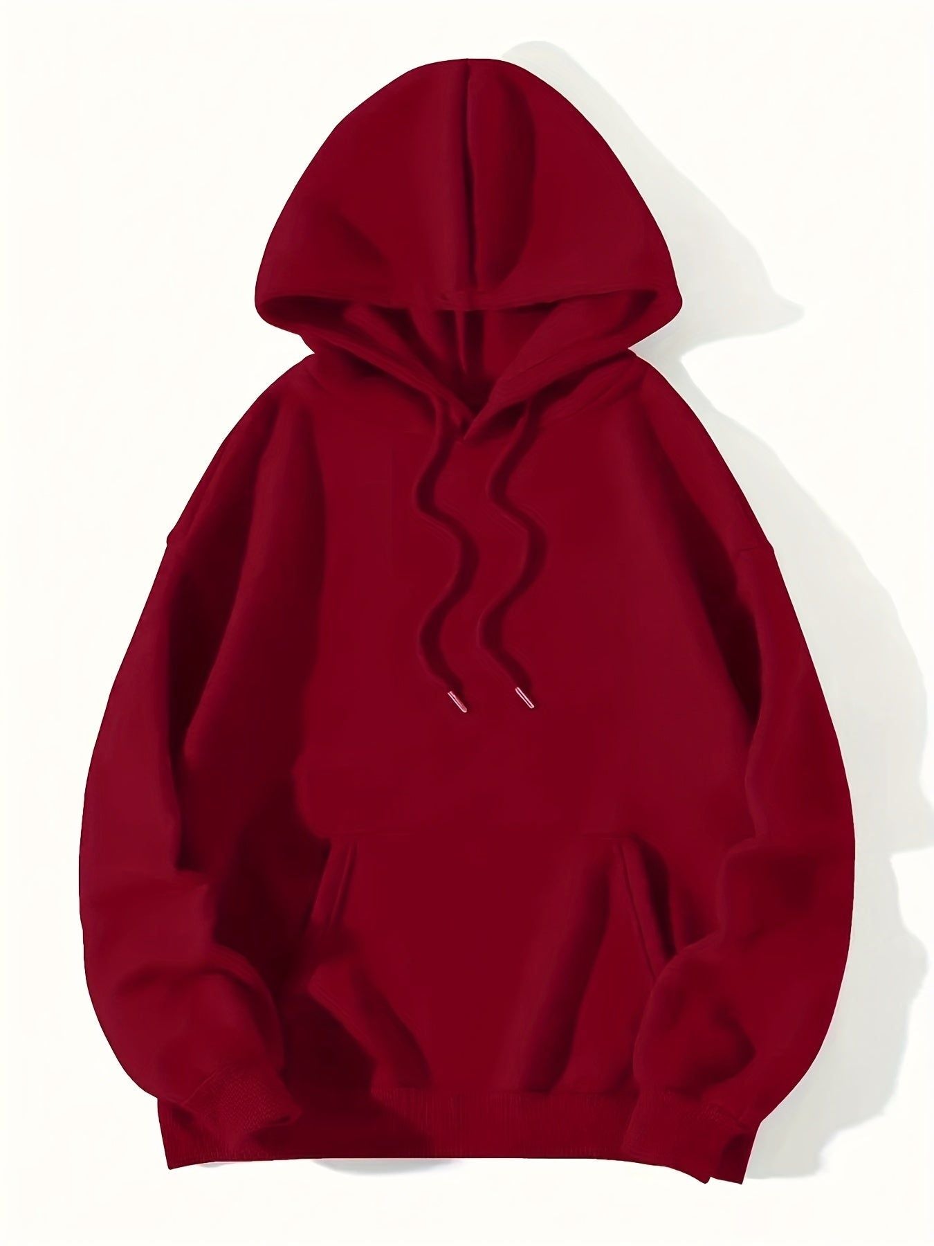 KCVR Women's Sport Solid Color Kangaroo Pocket Drawstring Thermal Lined Hoodie, Women's Autumn/Winter Casual Drawstring Pocket Long Sleeve Hoodie, Regular Fit Regular Drop Shoulder Pullover, Women's Hoodie, Long Sleeve Top, Loose Fit   OAXG