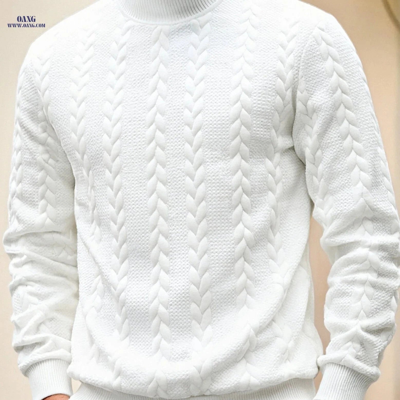KJ-W02 Casual Knit Sweater for Men - High Neck, Warm & Stylish   OAXG 