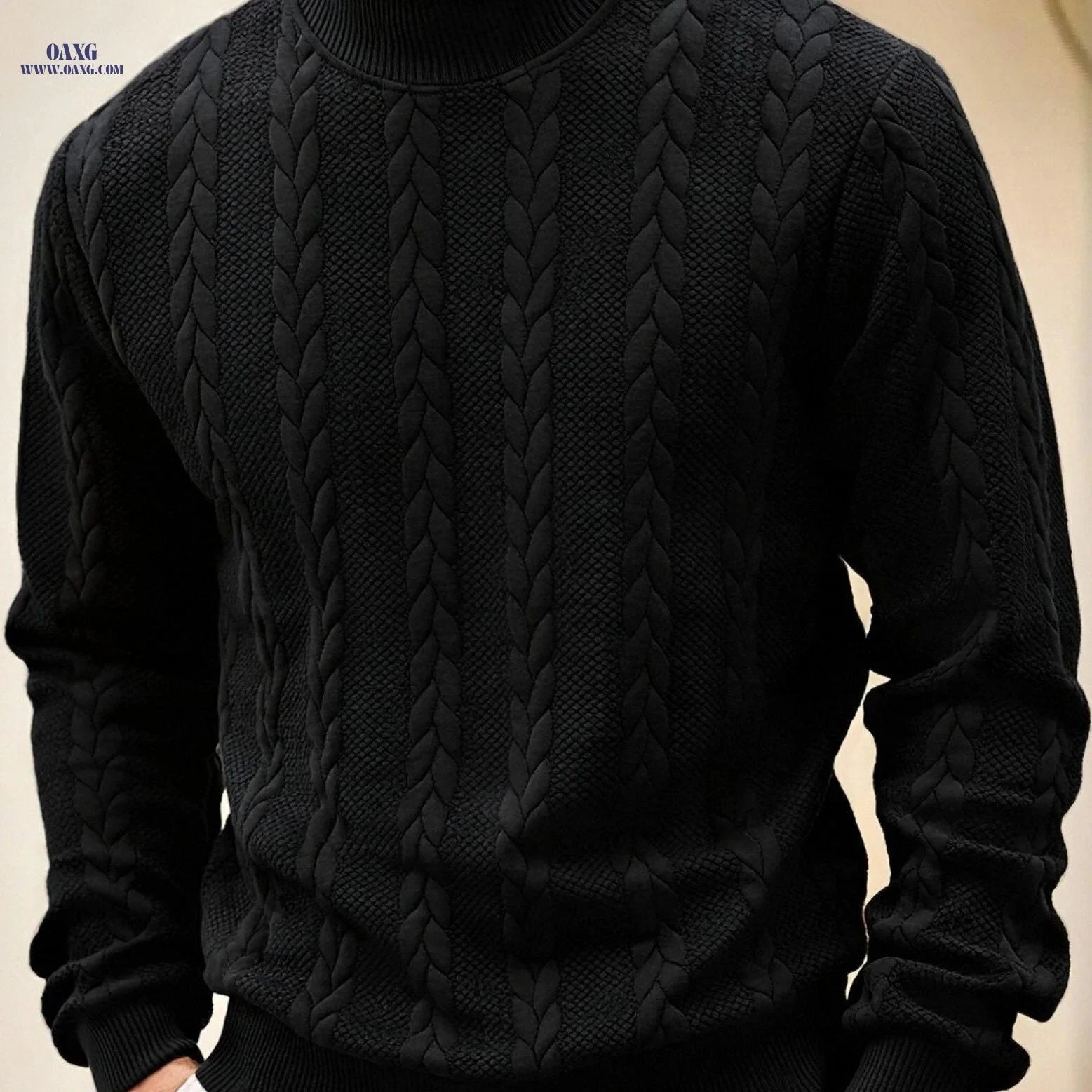 KJ-W02 Casual Knit Sweater for Men - High Neck, Warm & Stylish   OAXG 