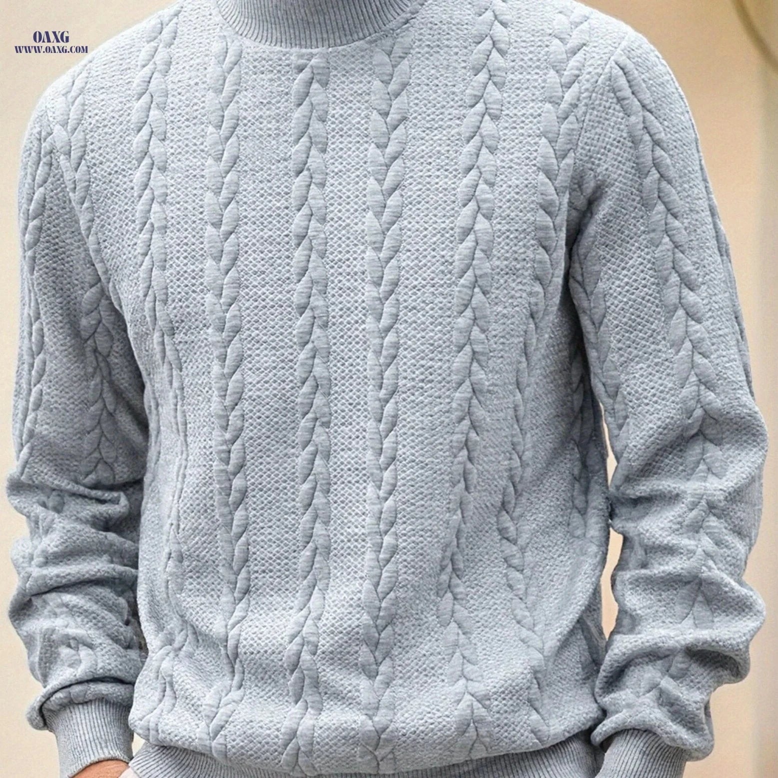 KJ-W02 Men's Autumn Winter Sweater - Casual Knit Top, High Neck   OAXG 